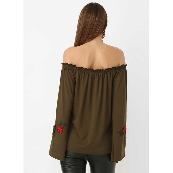 Bambina Mia - Bell Sleeve Off-Shoulder Floral Top - Picture 3 of 4